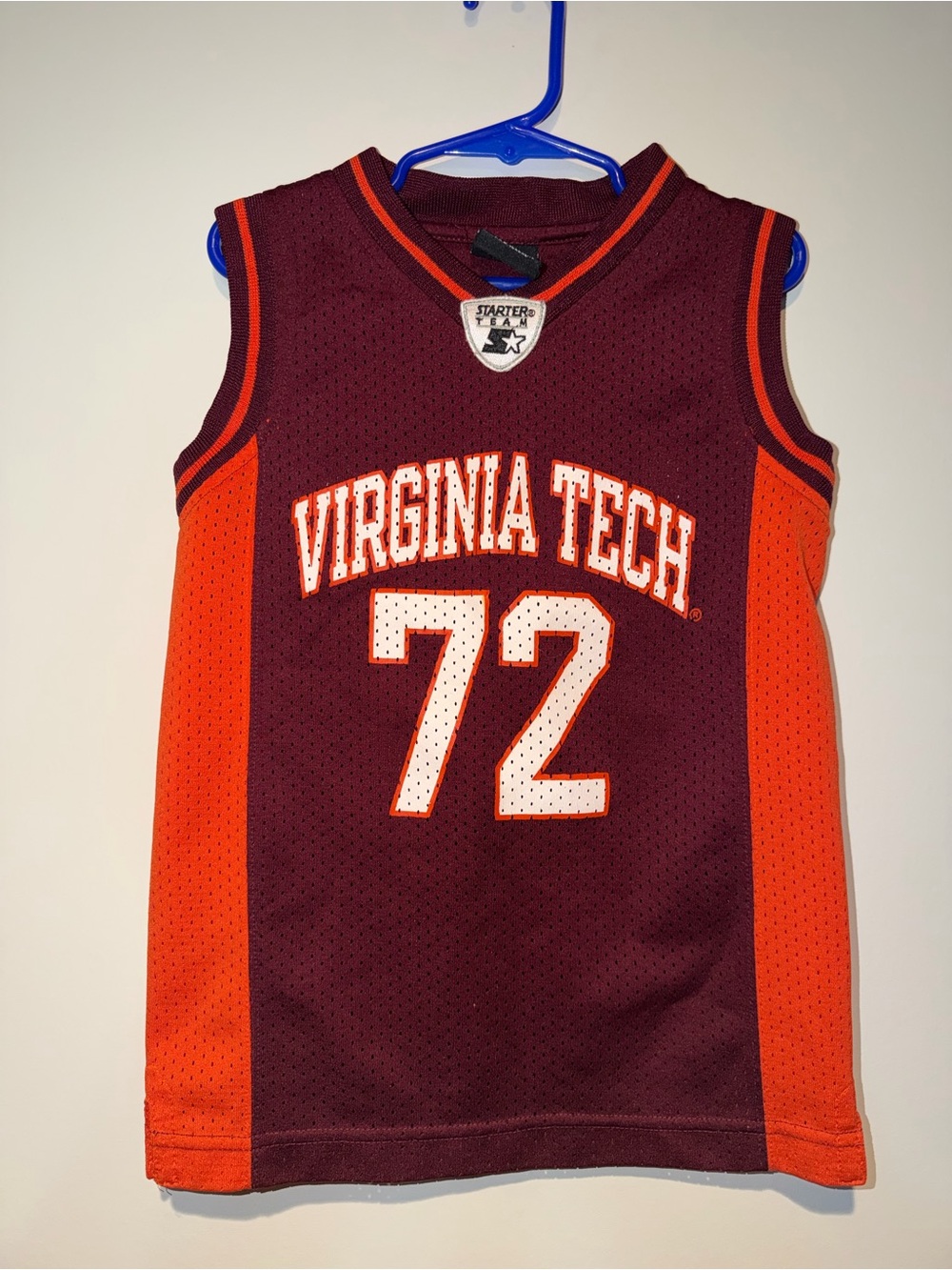 STARTER Maroon Basketball Jersey with Orange Trim 4/5T